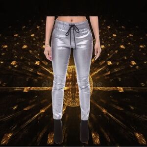 Juicy Couture Silver Track Pants with Metallic Finish NWT Size 2